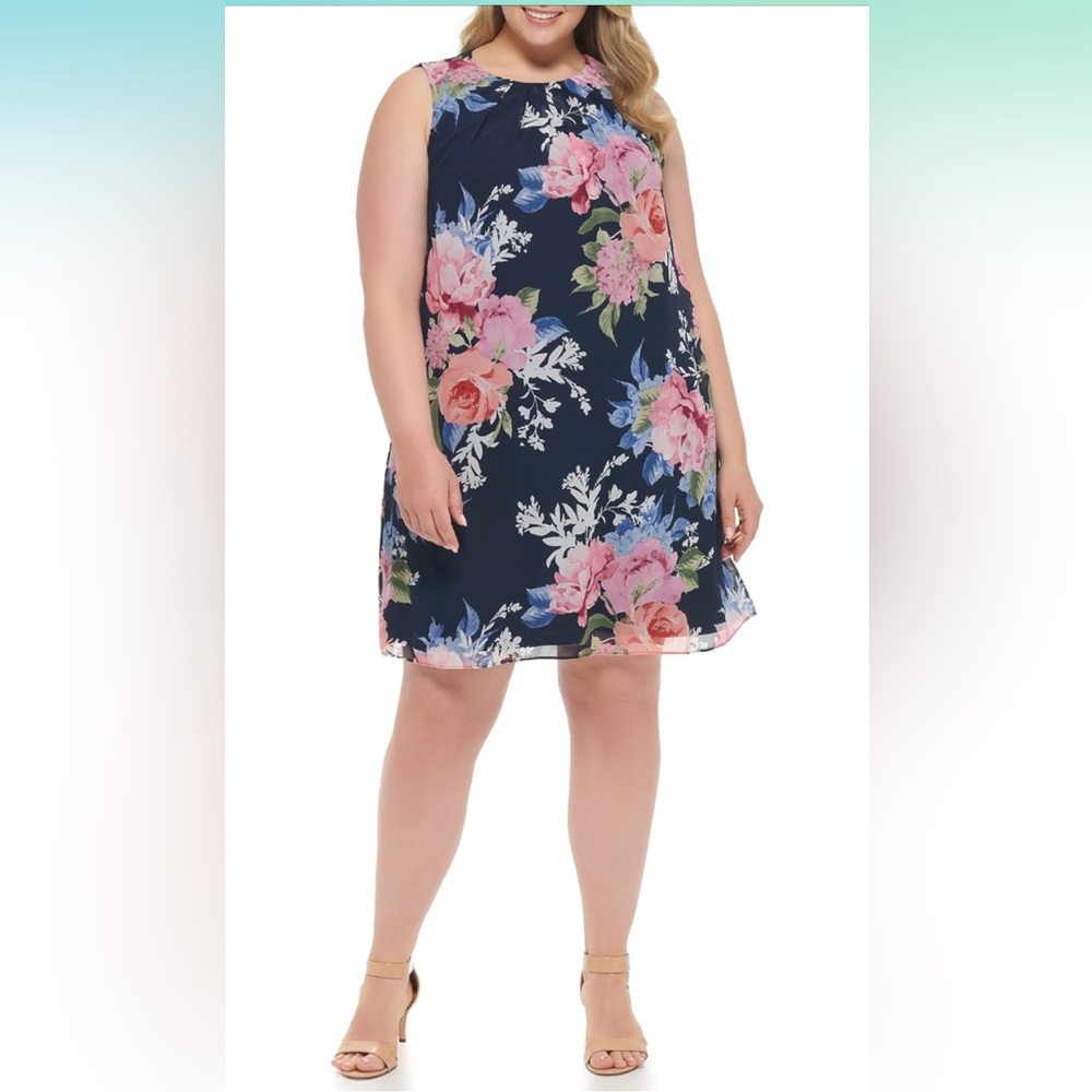 Jessica Howard Women's Style Trapeze Sleeveless Printed Chiffon Size 18 Plus